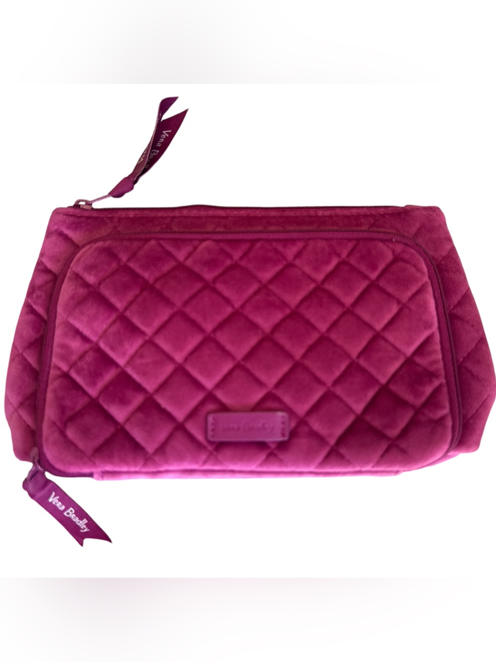 Vera Bradley Velvet Travel Makeup Cosmetic Organizer Case Berry Pink